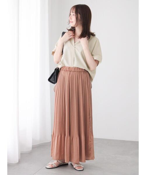 Te chichi TERRASSE（テチチテラス）の「【セットアップ可】麻調スキッパーブラウス（シャツ/ブラウス・レディース・ベージュ/チャコールグレー/ブラック・F）」の14枚目の写真