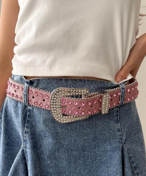 WEGO（ウィゴー）の「WEGO/ビジューラメベルト（ベルト・レディース・ブラック/シルバー/ライトピンク/その他1・FREE）」の2枚目の写真