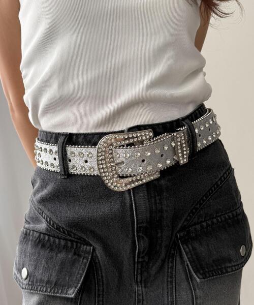 WEGO（ウィゴー）の「WEGO/ビジューラメベルト（ベルト・レディース・ブラック/シルバー/ライトピンク/その他1・FREE）」の3枚目の写真