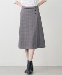 デシンハウンドトゥースプリント スカート