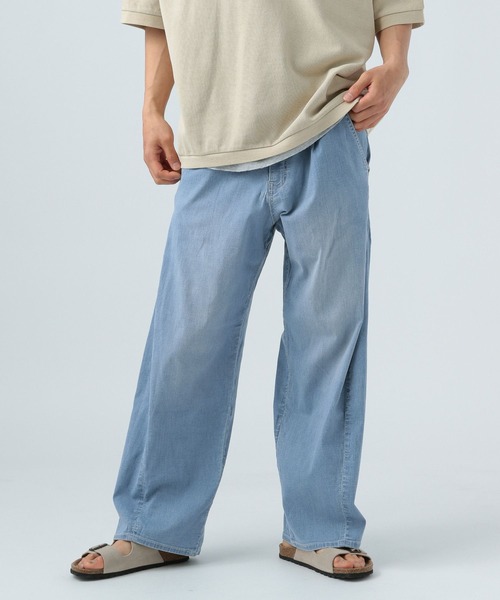 BAYFLOW（ベイフロー）の「[軽量ストレッチ]ソフトデニムワイドツイストパンツ（デニムパンツ・メンズ・サックスブルー/スカイブルー・LARGE/SMALL/MEDIUM）」の9枚目の写真