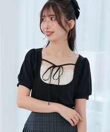 MAJESTIC LEGON | ギャザードッキングカットトップス(Tシャツ/カットソー)