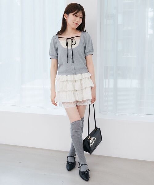 MAJESTIC LEGON（マジェスティックレゴン）の「ギャザードッキングカットトップス（Tシャツ/カットソー・レディース・ブラウン/グレー/アイボリー/ブラック・MEDIUM）」の13枚目の写真