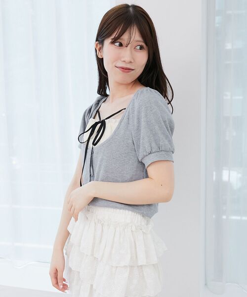 MAJESTIC LEGON（マジェスティックレゴン）の「ギャザードッキングカットトップス（Tシャツ/カットソー・レディース・ブラウン/グレー/アイボリー/ブラック・MEDIUM）」の17枚目の写真