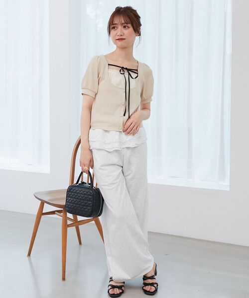 MAJESTIC LEGON（マジェスティックレゴン）の「ギャザードッキングカットトップス（Tシャツ/カットソー・レディース・ブラウン/グレー/アイボリー/ブラック・MEDIUM）」の22枚目の写真