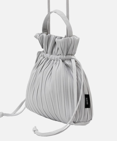 NERDY 公式正規品 プリーツ リボン 2WAY ホーボーバッグ (Ivory) Two way Ribbon Tote Bag リボントートバッグ プリーツバッグ