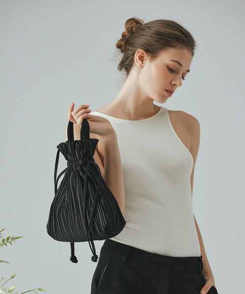 BLUEORB(ブルーオーブ)の「Two way Ribbon Tote Bag リボントートバッグ プリーツバッグ(ハンドバッグ・レディース・ライトグレー/ブラック/ダークブルー・ONESIZE)」の14枚目の写真