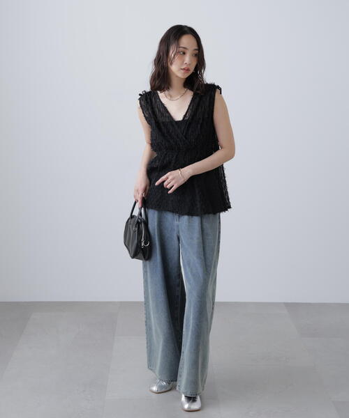 セール】［MFM］リボンカットジャガードチュニック（シャツ