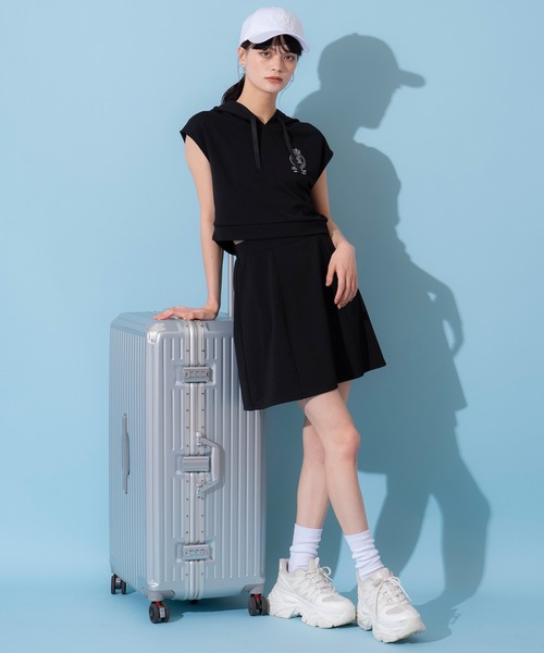 REDYAZEL（レディアゼル）の「エンブレム刺繍フーディー×フレアスカートセットアップ（セットアップ・レディース・ライトグレー/ダークブラウン/グリーン/ブラック・FREE）」の14枚目の写真