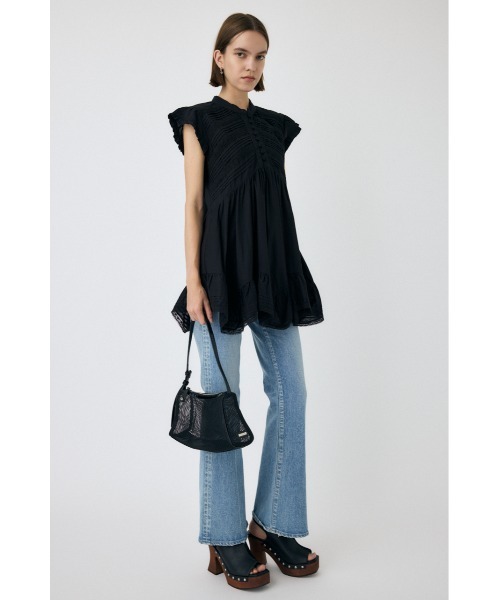 MOUSSY(マウジー)の「LACY FRILL チュニック(チュニック・レディース・ブラック/ホワイト・1/2)」の5枚目の写真