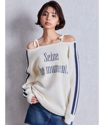 GYDA | Seize the momentオフショルリボンニットトップス(ニット/セーター)