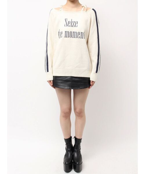 GYDA（ジェイダ）の「Seize the momentオフショルリボンニットトップス（ニット/セーター・レディース・アイボリー/ブラック/レッド・FREE）」の11枚目の写真