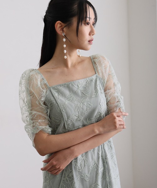 atlo(アトロ)の「トルネード パイピングスクエアネック フレア パーティー ドレス セレモニー ロング&七分袖 結婚式 二次会 フォーマル オケージョンドレス 同窓会 成人式 お呼ばれ 謝恩会 20代 30代(ドレス・レディース・イエロー/ミント/ブラウン/ブラック/ブラック系その他・M/S/L)」の4枚目の写真