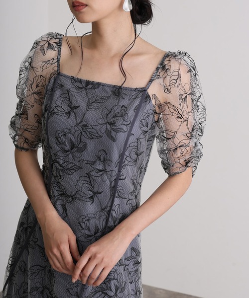 atlo(アトロ)の「トルネード パイピングスクエアネック フレア パーティー ドレス セレモニー ロング&七分袖 結婚式 二次会 フォーマル オケージョンドレス 同窓会 成人式 お呼ばれ 謝恩会 20代 30代(ドレス・レディース・イエロー/ミント/ブラウン/ブラック/ブラック系その他・M/S/L)」の1枚目の写真