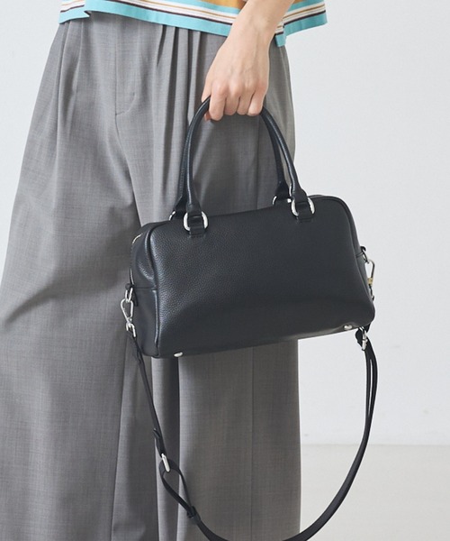 soeur(スール)の「【新色追加】●SOEUR/レザーボストンバッグ(ボストンバッグ・レディース・ブラック/ダークブラウン/グレイッシュベージュ/ブラック系その他/クリーム/アイボリー・フリー)」の15枚目の写真