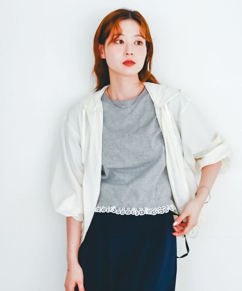 le.coeur blanc(ルクールブラン)の「komatsu.シアーフードブルゾン(ブルゾン・レディース・オフホワイト/ブラック・38)」の14枚目の写真