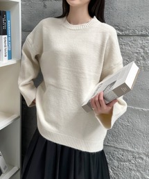 【Eclat one】クルーネック ベーシックニット オーバーサイズ プルオーバー