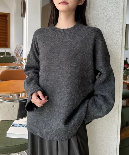 Eclat one(エクラワン)の「【Eclat one】クルーネック ベーシックニット オーバーサイズ プルオーバー(ニット/セーター・レディース・アイボリー/チャコール/ベージュ/ボルドー/ブラック・FREE)」の9枚目の写真