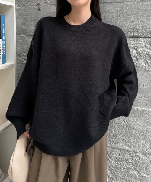 Eclat one(エクラワン)の「【Eclat one】クルーネック ベーシックニット オーバーサイズ プルオーバー(ニット/セーター・レディース・アイボリー/チャコール/ベージュ/ボルドー/ブラック・FREE)」の18枚目の写真