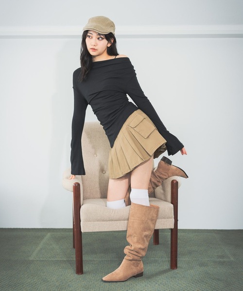 3.3 Field Trip (3.3フィールドトリップ)の「3.3 Field Trip/スエードスラウチブーツ(ブーツ・レディース・ブラック/ベージュ・LARGE/MEDIUM)」の8枚目の写真