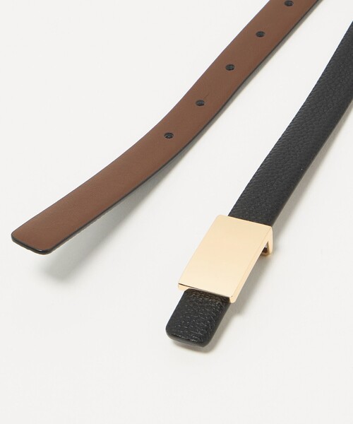 green label relaxing（グリーンレーベルリラクシング）の「リバーシブル メタルプレート ベルト（ベルト・レディース・ブラック/ダークグレー・FREE）」の7枚目の写真