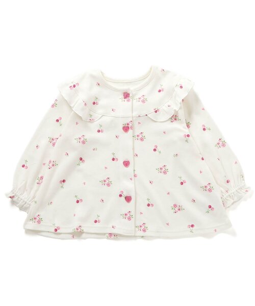 リンク/ジュニア対応】さくらんぼお花柄前あきスムースパジャマ