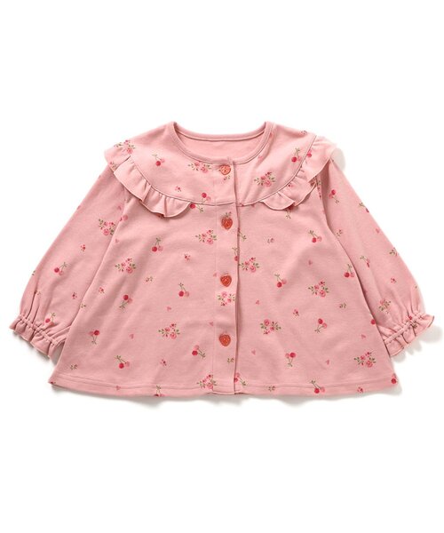 リンク/ジュニア対応】さくらんぼお花柄前あきスムースパジャマ