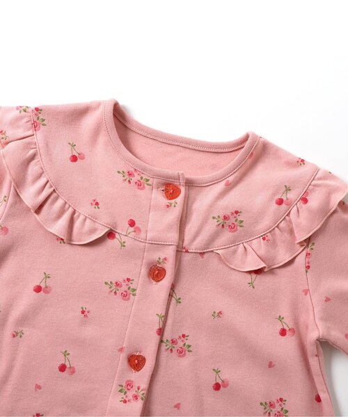 リンク/ジュニア対応】さくらんぼお花柄前あきスムースパジャマ