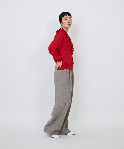 LOISIR（ロワズィール）の「ウール梳毛天竺フリルプルオーバー（ニット/セーター・レディース・レッド/グリーン/チャコールグレー・FREE）」の17枚目の写真