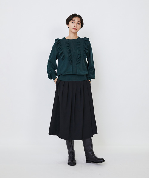 LOISIR（ロワズィール）の「ウール梳毛天竺フリルプルオーバー（ニット/セーター・レディース・レッド/グリーン/チャコールグレー・FREE）」の11枚目の写真