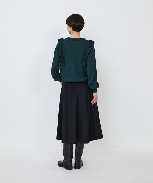 LOISIR（ロワズィール）の「ウール梳毛天竺フリルプルオーバー（ニット/セーター・レディース・レッド/グリーン/チャコールグレー・FREE）」の9枚目の写真