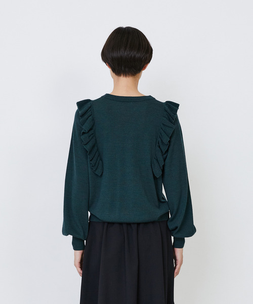 LOISIR（ロワズィール）の「ウール梳毛天竺フリルプルオーバー（ニット/セーター・レディース・レッド/グリーン/チャコールグレー・FREE）」の6枚目の写真