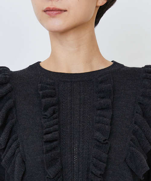 LOISIR（ロワズィール）の「ウール梳毛天竺フリルプルオーバー（ニット/セーター・レディース・レッド/グリーン/チャコールグレー・FREE）」の22枚目の写真