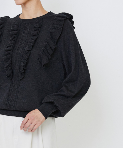 LOISIR（ロワズィール）の「ウール梳毛天竺フリルプルオーバー（ニット/セーター・レディース・レッド/グリーン/チャコールグレー・FREE）」の20枚目の写真