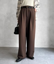 Chez toi | ベルト付きタックワイドパンツ(その他パンツ)
