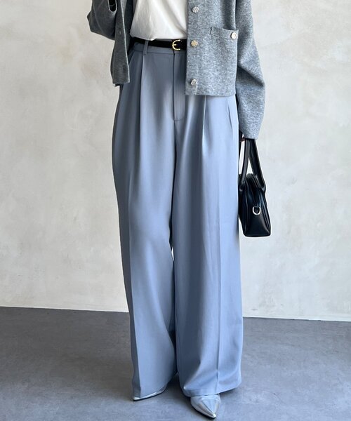 Chez toi（シェトワ）の「ベルト付きタックワイドパンツ（その他パンツ・レディース・ブラウン/ブルー/ブラック・FREE）」の3枚目の写真