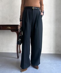 Chez toi | ベルト付きタックワイドパンツ(その他パンツ)