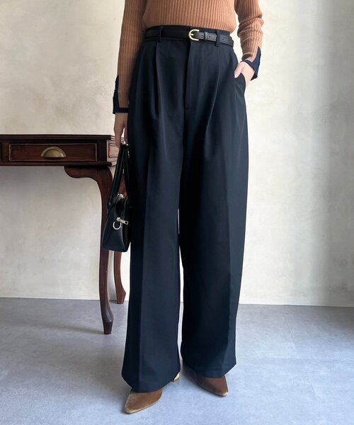 Chez toi（シェトワ）の「ベルト付きタックワイドパンツ（その他パンツ・レディース・ブラウン/ブルー/ブラック・FREE）」の12枚目の写真