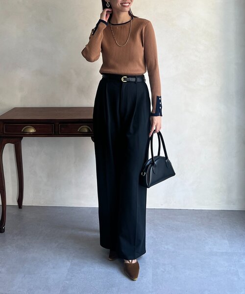 Chez toi（シェトワ）の「ベルト付きタックワイドパンツ（その他パンツ・レディース・ブラウン/ブルー/ブラック・FREE）」の9枚目の写真