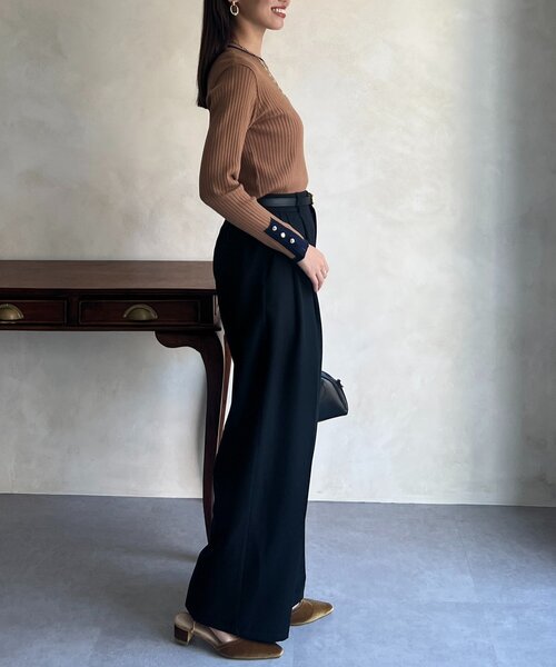 Chez toi（シェトワ）の「ベルト付きタックワイドパンツ（その他パンツ・レディース・ブラウン/ブルー/ブラック・FREE）」の8枚目の写真