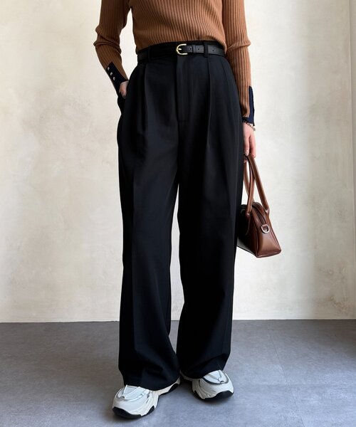 Chez toi（シェトワ）の「ベルト付きタックワイドパンツ（その他パンツ・レディース・ブラウン/ブルー/ブラック・FREE）」の7枚目の写真