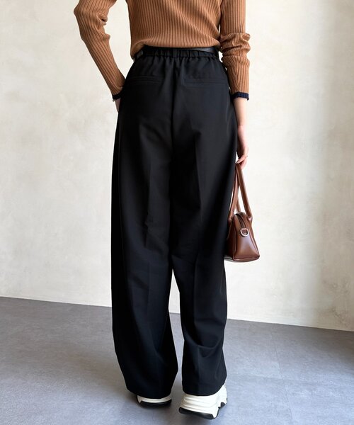 Chez toi（シェトワ）の「ベルト付きタックワイドパンツ（その他パンツ・レディース・ブラウン/ブルー/ブラック・FREE）」の5枚目の写真