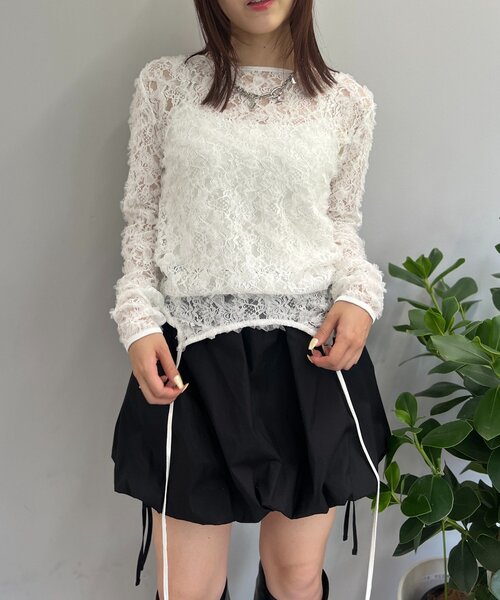 w closet（ダブルクローゼット）の「【25AW】2WAYレースTOPS（Tシャツ