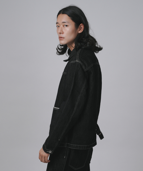 B.C STOCK(ベーセーストック)の「【BOYCOM/ボイコム】ペーパーデニムトラッカージャケット(デニムジャケット・メンズ・ブラック・MEDIUM/LARGE/X-LARGE)」の4枚目の写真