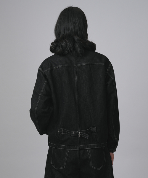 B.C STOCK(ベーセーストック)の「【BOYCOM/ボイコム】ペーパーデニムトラッカージャケット(デニムジャケット・メンズ・ブラック・MEDIUM/LARGE/X-LARGE)」の5枚目の写真