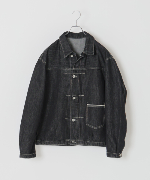 B.C STOCK(ベーセーストック)の「【BOYCOM/ボイコム】ペーパーデニムトラッカージャケット(デニムジャケット・メンズ・ブラック・MEDIUM/LARGE/X-LARGE)」の6枚目の写真