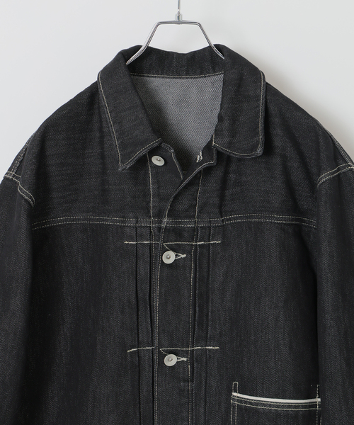 B.C STOCK(ベーセーストック)の「【BOYCOM/ボイコム】ペーパーデニムトラッカージャケット(デニムジャケット・メンズ・ブラック・MEDIUM/LARGE/X-LARGE)」の7枚目の写真
