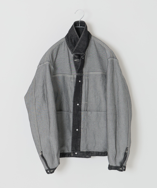 B.C STOCK(ベーセーストック)の「【BOYCOM/ボイコム】ペーパーデニムトラッカージャケット(デニムジャケット・メンズ・ブラック・MEDIUM/LARGE/X-LARGE)」の14枚目の写真