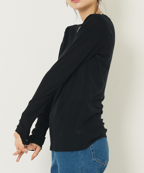 abahouse mavie（アバハウスマヴィ）の「ソフトチュールロンT（Tシャツ/カットソー・レディース・ブラック/チャコールグレー/クリーム/ホワイト・フリー）」の3枚目の写真