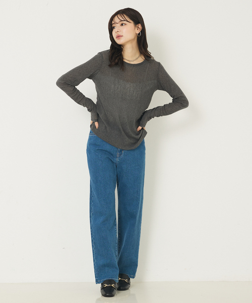 abahouse mavie（アバハウスマヴィ）の「ソフトチュールロンT（Tシャツ/カットソー・レディース・ブラック/チャコールグレー/クリーム/ホワイト・フリー）」の5枚目の写真